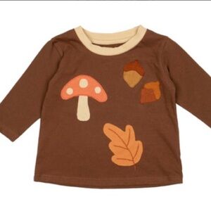 Wild Wawa Kids 👧🏽 Mushroom Patchwork Shirt with Brown and Red Accents Unisex
